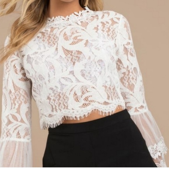 Chelsea lace bell sleeve blouse XS brand new - white with zipper back from Honey - Picture 2 of 5
